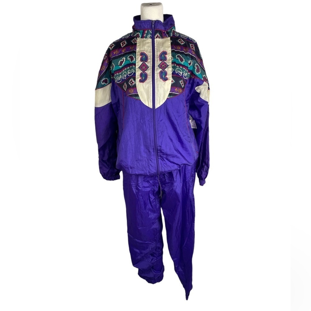 Vintage Wilson Purple Windbreaker Track Suit Jacket & Pants hip hop NWT Medium